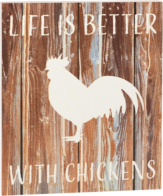JennyGems Life is Better with Chickens Wooden Sign, Chicken Decor and Gift, Farm Decorations, Made in USA
