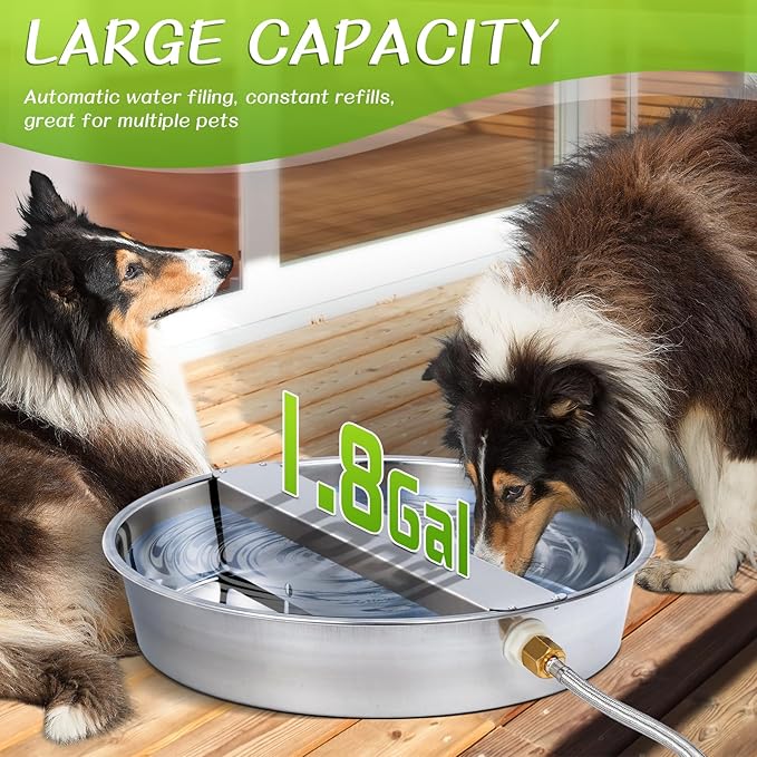 Automatic Water Dispenser for Dogs, Dog Water Bowl Dispenser Large Breed Auto Dog Waterer with Float Valve Outdoor Self Filling Pet Waterer for Pet Cats Dogs Chicken Poultry
