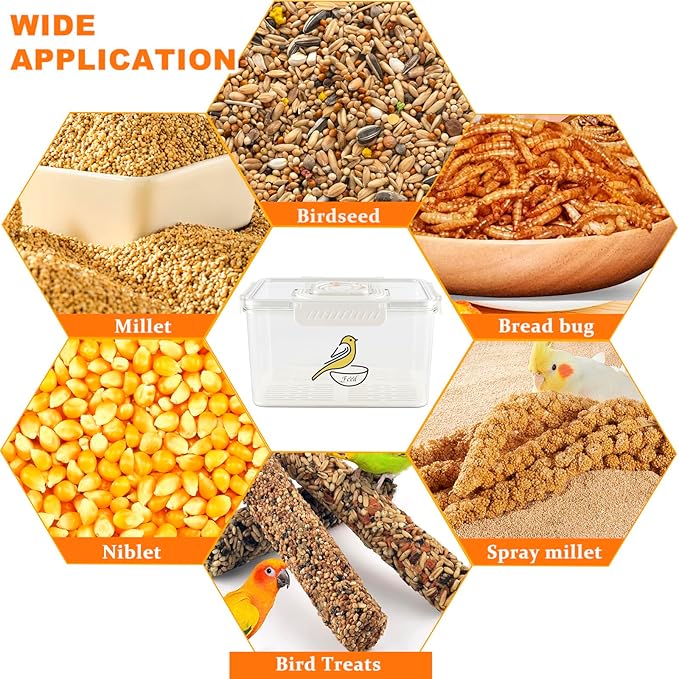 Large Capacity Bird Seed Storage Container,131 oz Airtight Pet Food Storage Containers with Scoop,Bird Food Container with Handle for Wild Bird Feeders Birds Parakeets Finches Food Mealworms Storage