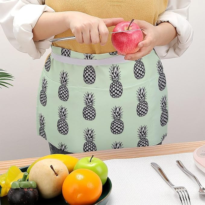 Half Apron with 3 Pockets Chef Cooking Kitchen Restaurant Aprons for Women Men