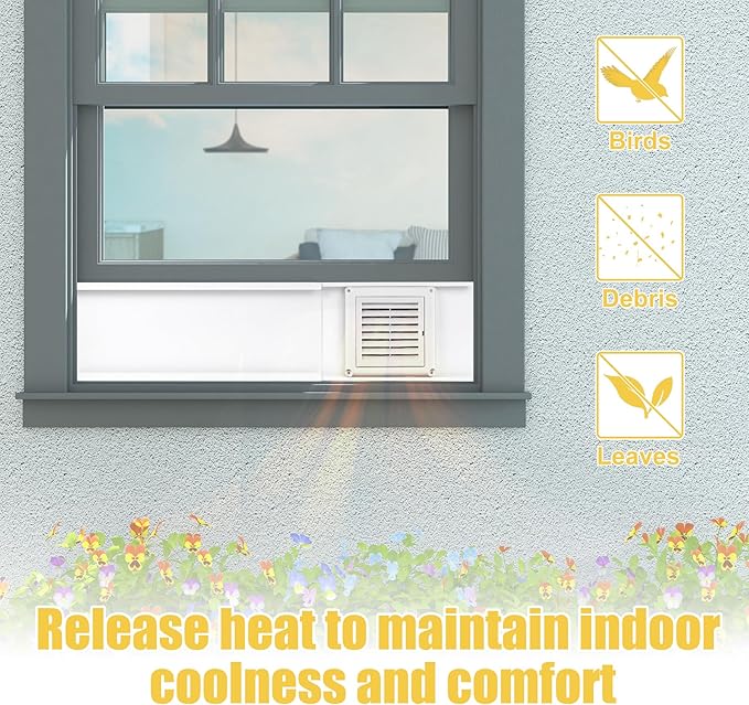 Dryer Vent Window Kit for 4in Dryer Vent Hose,with Weather-proof Dryer Air Vent Cover Stops Birds Nesting,Adjustable Window Vent Kit for Sliding Windows and Hung Windows Maximum 47inch