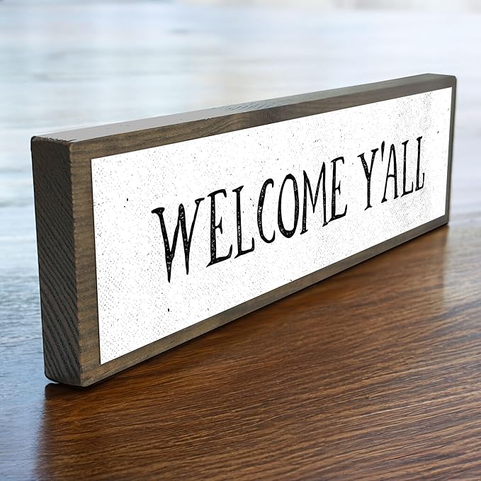 Wood & Metal Southern Sign – Weatherproof Indoor Outdoor Wall Decor – Rustic Charm with "Welcome Y’all" – Gift-Wrapped & Ready to Give