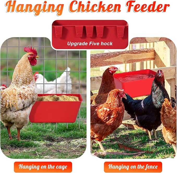 4 Pack Chicken Feeder Waterer Cups 2.5 Quart Hanging Chicken Waterer Trough Cage Cups No Mess Poultry Troughs for Dogs Duck Goose Rabbit Duck Pigeon Bird Quail Pet