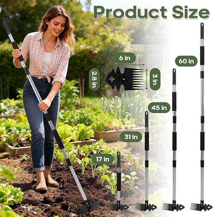 Weeder Tool - 60" Manual Weeder Remover Tool,Gardening Tools,Portable Garden Weeding Tool for Vegetable Gardening Backyard Farm Planting & Weeding