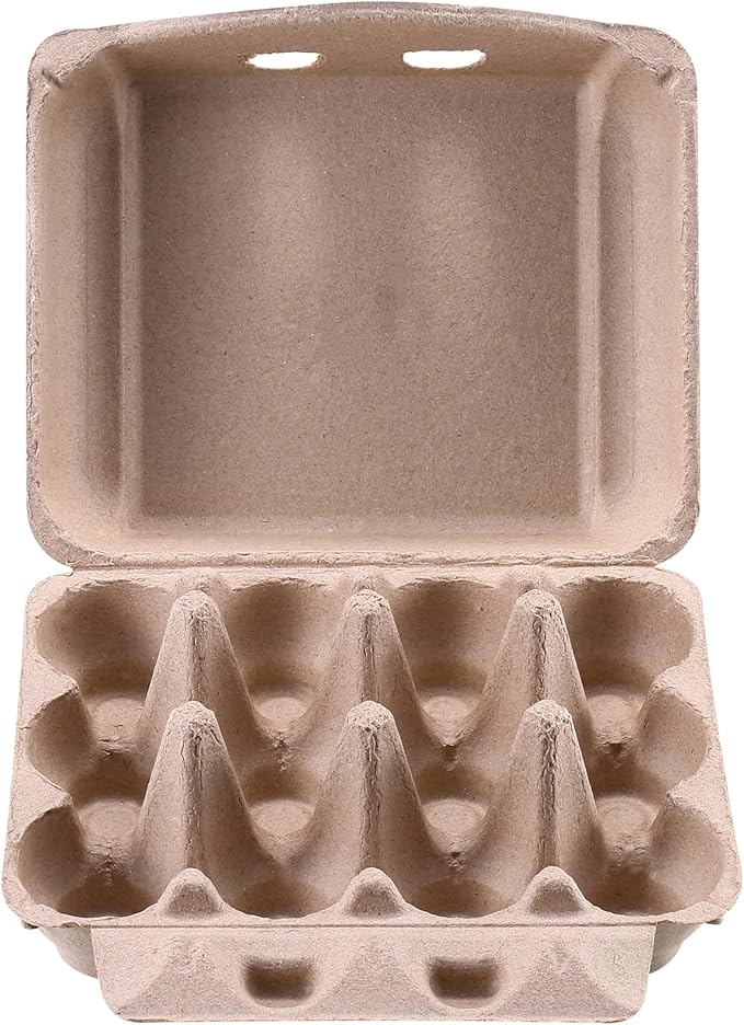 100 Pack Vintage Egg Cartons, Classical 3x4 Style Blank Natural Paper Pulp Square Dozen Eggs Box Basket, Holds Up to One Twelve 12 Count Chicken Huevo, Sturdy Recycled Cardboard