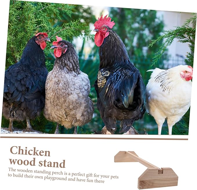 Happyyami Wooden Chick Perch Stand for Chickens and Birds Durable Natural Wood Roosting Bar Comfortable Perch for Brooder Coop and Farm Use