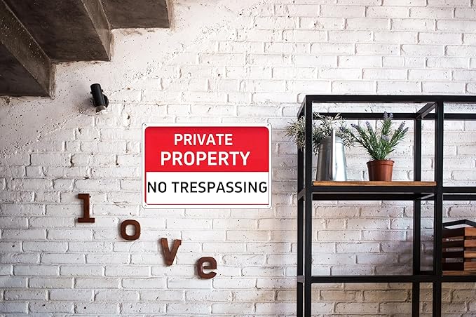 Private Property No Trespassing Sign – Rust-Free Aluminum Sign, Reflective, Waterproof, and Weather-Resistant Design, Suitable for Home, Garden, Yard, Residential, Business, Farm, and Public Areas – 8x12 Inches
