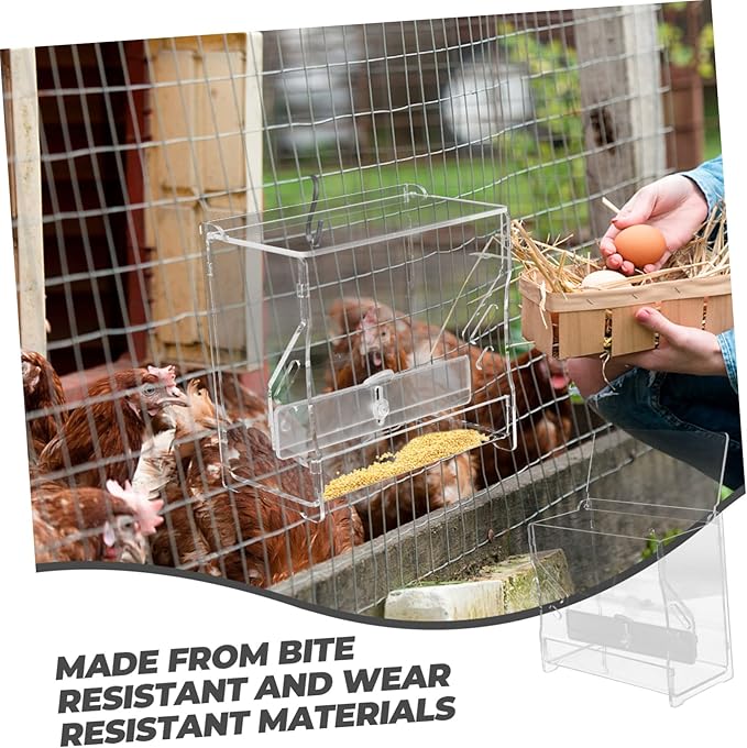 VANZACK Automatic Chicken Feeder Acrylic Food Bowl for Routine Chickens PET Cage Feeding Container 1.5L Capacity for Parrots and Cockatiels