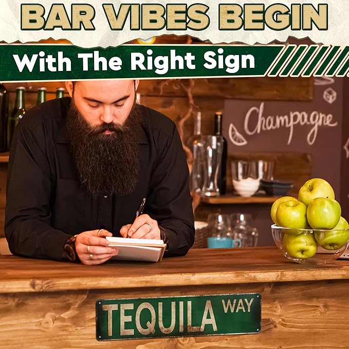 4x16 Inch Metal Bar Signs – Tequila Decorations Metal Signs, Lightweight and Easy to Install, Vintage Style Wall Tinplate Art, Rust and Fade Resistant, Good for Home, Bar, Kitchen, and Pub