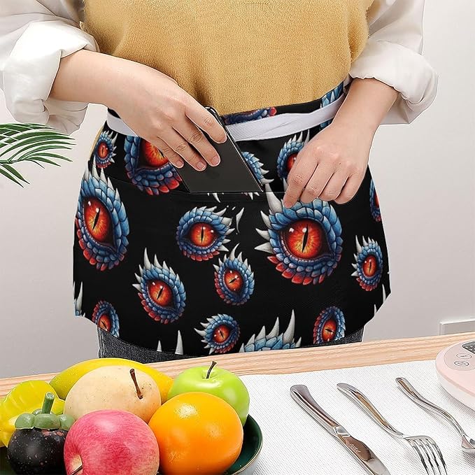 Half Apron with 3 Pockets Chef Cooking Kitchen Restaurant Aprons for Women Men