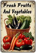 Vegetable Wall Decor Fresh Fruits And Vegetables Metal Tin Sign 12x8 Inch Funny Farmer's Market Tin Poster Retro Home Kitchen Garden Yard Restaurant Wall Decor