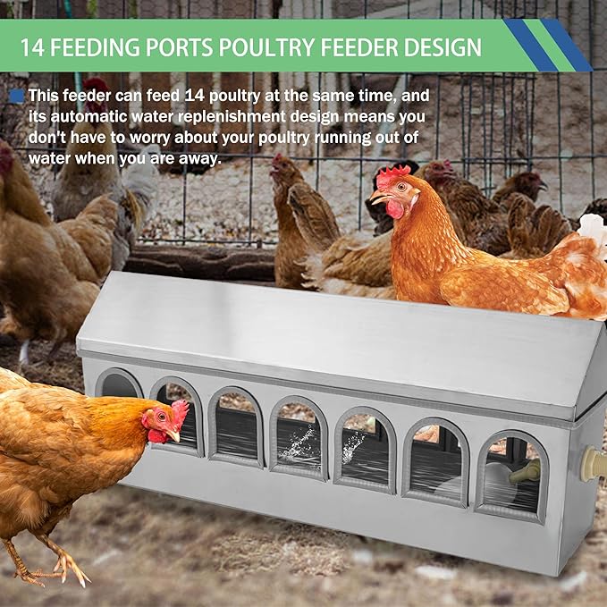 Automatic Chicken Waterer Stainless Steel Pigeon Water Poultry Water Dispenser Automatic Filling Water with Float Valve for Turkey Quail Duck Goose