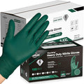TitanFlex Heavy Duty Industrial Nitrile Gloves with Raised Diamond Texture, 6-mil, Latex Free (Dark Green/Yellow)