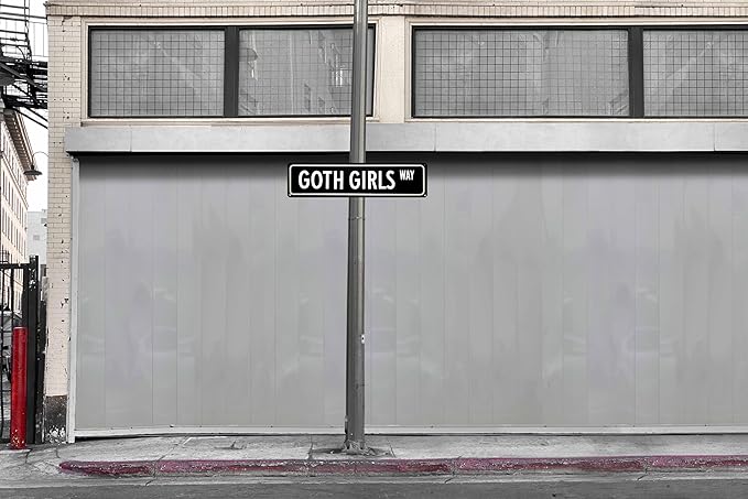 Goth Girls Way Metal Sign 4x16in Aesthetic Street Plaque for Room Door Bar Hallway Home Retro Decor Gift