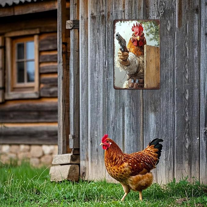 Funny Chicken Signs Farm Chicken Aluminium Sign Metal Chicken Signs Decor Home Ktichen Farm Are Wall 12x8 Inch Vintage Chicken Signs For Coop Metal Tin Signs Poster