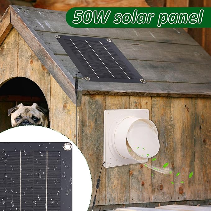 Solar Powered Exhaust Fan for Chicken Coop, Solar Powered Fan for Dog House, Waterproof Solar Exhaust Fan, Solar Ventilation Fan, Solar Fan for Chicken Coop