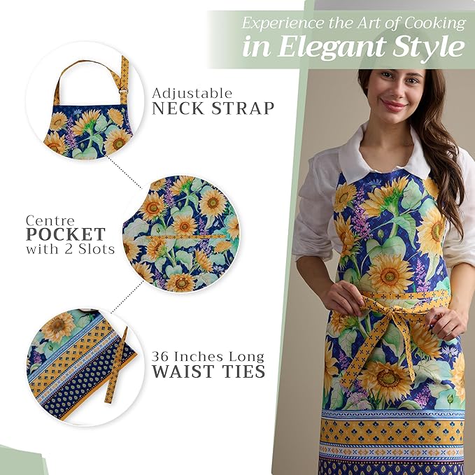 Maison d' Hermine 100% Cotton Apron for women with Pocket Kitchen Chef Apron for Men Cooking Easter Decorations