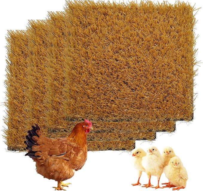 4 PCS Washable Chicken Nesting Pads,11.8x11.8 Artificial Grass Turf Reusable Chickens Nest Box Bedding Liners for Hen Coop Egg Duck Goose