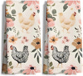 Chicken Kitchen Towels Set of 2,Chicken Gifts for Women, Chicken Mom Lady Gifts, Chicken Gifts for Chicken Lovers, Chicken Floral Hand Towels for Bathroom,16x24 Inch