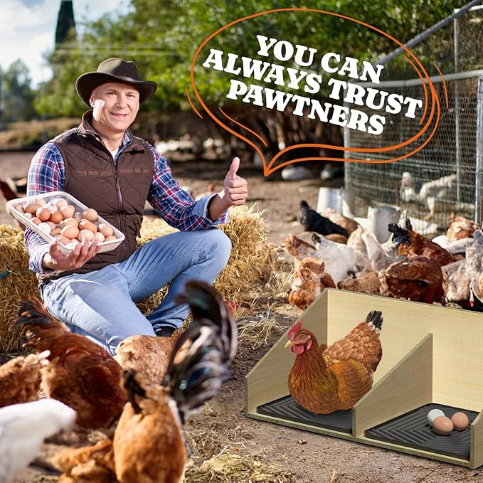 Pawtners Chicken Nesting Pads for Coop Bedding, Washable Nesting Box Liners for Chicken Laying Boxes, 12"x 12", 6 Pack
