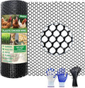 Black Plastic Chicken Wire mesh 15.7IN x 33FT,Plastic Chicken Wire Fencing,Poultry Netting,Plastic mesh for Garden,Balcony Fence,Chicken Wire Frame for Crafts, Floral Mesh.with 100 Ties