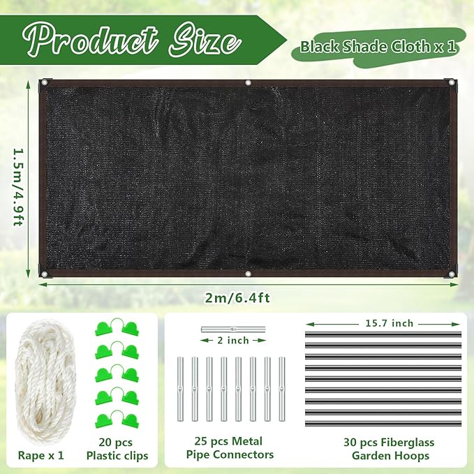 78.7"x 59" Winter Plant Cover Freeze Protection with 6 Sets of 7FT Greenhouse Hoops for Raised Beds Plant Protection Cover for Outdoor Vegetable and Chicken Coops Protect Snow and Ice in Winter