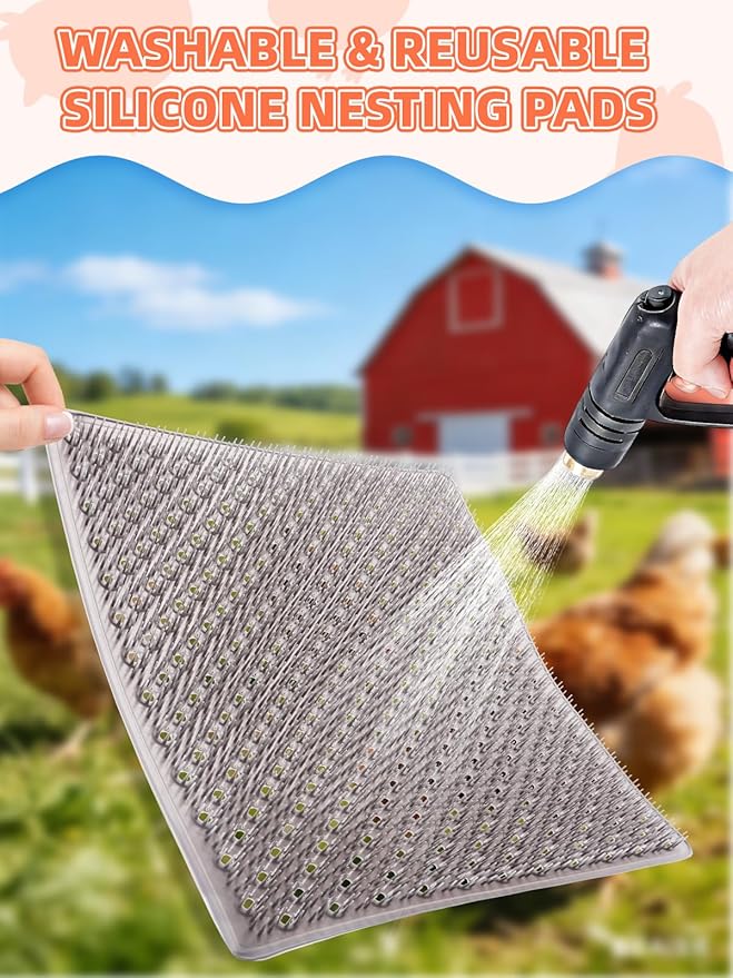 Kalolary 6 Pack Washable Chicken Nesting Pads for Chicken Coop, Silicone Nesting Box Pads for Chickens Bedding, Reusable Chickens Coop Accessories for Hens Laying Eggs, Easy to Clean