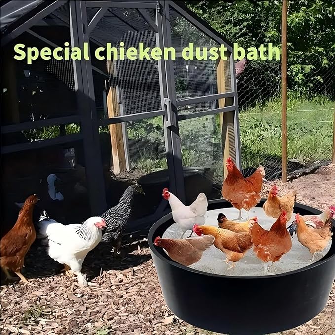 Adjustable Chicken Dust Bath Tub, Bottomless Design Wear-Resistant, Chicken Coop Cleaner Container, for Farms Rooster Poultry Pool Lawn Yard