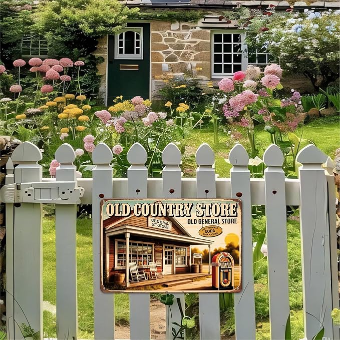 Old Country General Store tin sign Vintage Old General Store Metal Sign Print Aesthetic for Garden Yard Bar Porch Home Bedroom Kitchen Wall Decor Gift 8 x 12 in
