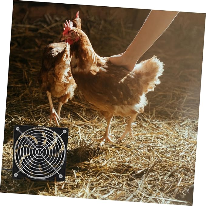 VANZACK 1 Set Solar Powered Fan for Chicken Coop Small Cooling Fan for Pet House Portable Outdoor Use for Greenhouse and Livestock Farm