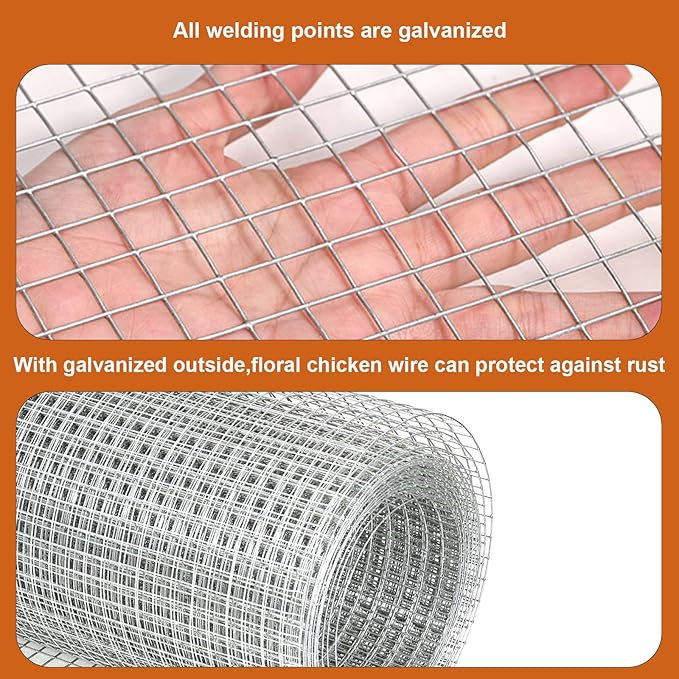 Hardware Cloth, 1/2 inch 16inx30ft 21GA Hot-dip Galvanized Wire Mesh, Wire Fence, Chicken Wire Mesh,Poultry Farming, Garden Fence,Wire Mesh, Tree Protection, Gopher Wire, Rabbit Wire.