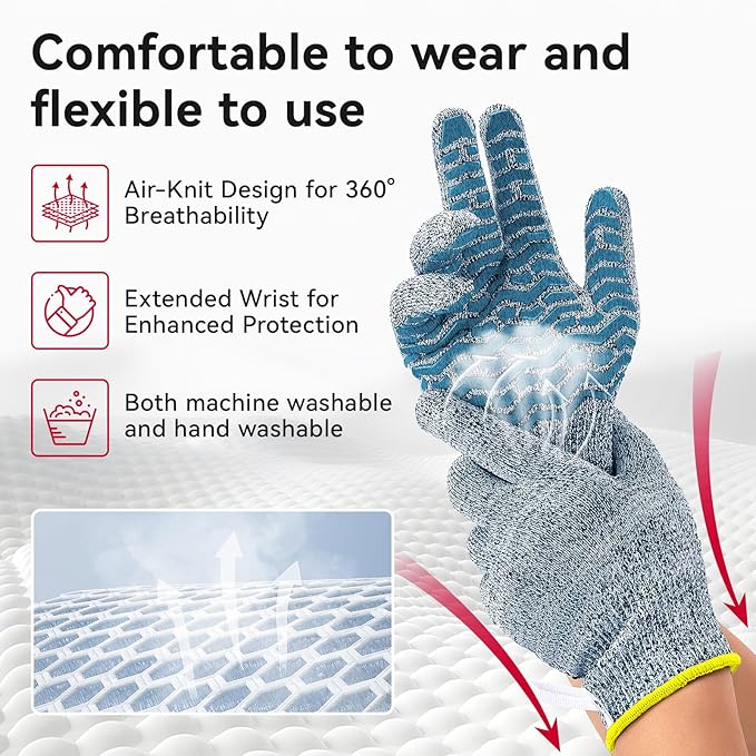 HandLove Cut Resistant Gloves, 100% Food Contact Safe, CE Level 5 Premium Protective Cutting Gloves