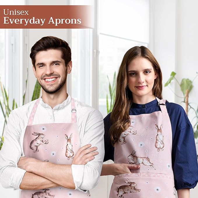 Maison d' Hermine 100% Cotton Apron for women with Pocket Kitchen Chef Apron for Men Cooking Easter Decorations