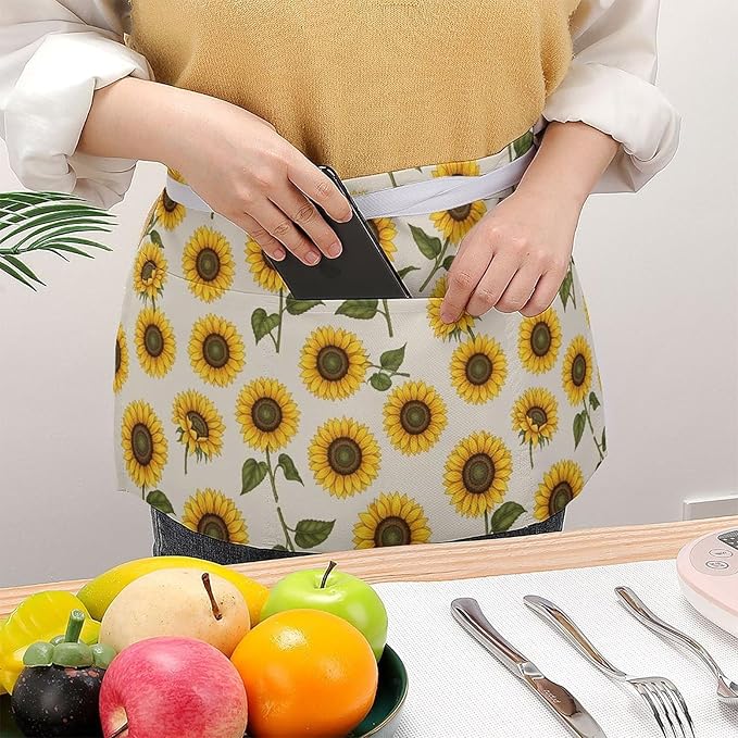 Unisex Half Waiter Waist Short Apron Waterproof Chef Works Waitress Aprons