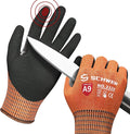 Schwer ProGuard Highest Level Cut Resistant Work Gloves PR3326 for Extreme Protection，ANSI A9 Cut Gloves with Reinforced Thumb, Non Slip, Breathable, Durable, Touch-screen, Orange 1 Pair（L）