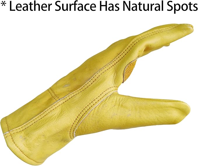 3 Pairs Leather Work Gloves For Men Cowhide Working Gloves Abrasion Resistant Driver Gloves