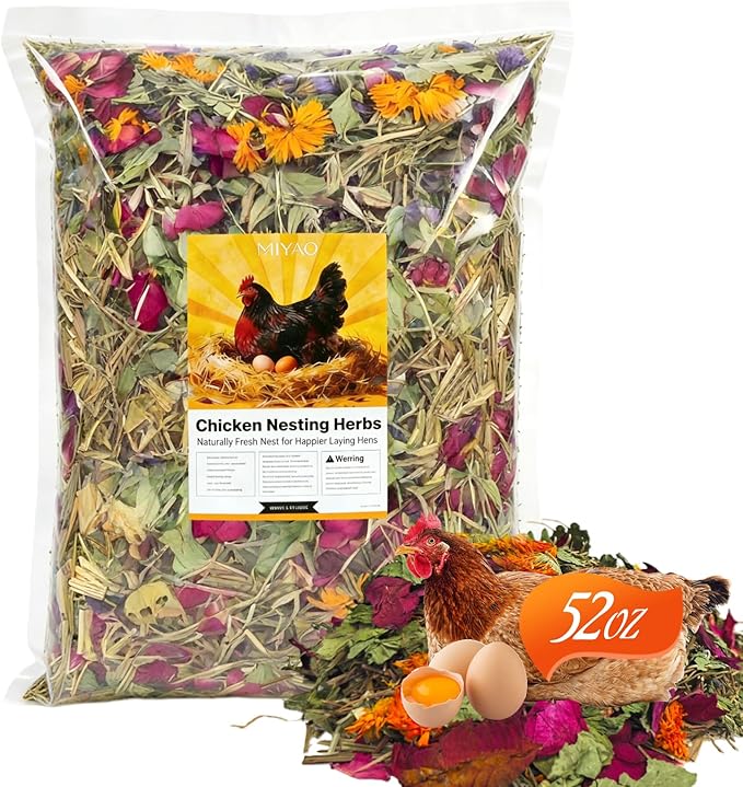 Chicken Nesting Herbs — 52 oz Large Value 7-Herb Blend | Lemongrass-Forward Formula for Coop Freshness, Nesting Boxes, Bedding & Dust Baths