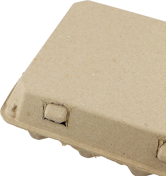 50 Pack Natural Pulp Egg Cartons, Classical 3x4 Style Holds Up to 12 Count Chicken Eggs, Dozen Egg Crates for Family Farm and Market Storage