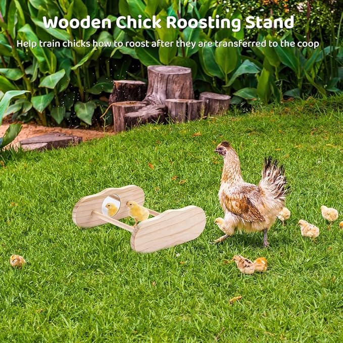 Chick Jungle Gym Perch Toy for Brooder and Coop, Wood Chicken Roosting Bar for Entertainment, Chick Stand Training Perch, Wooden Chick Perch