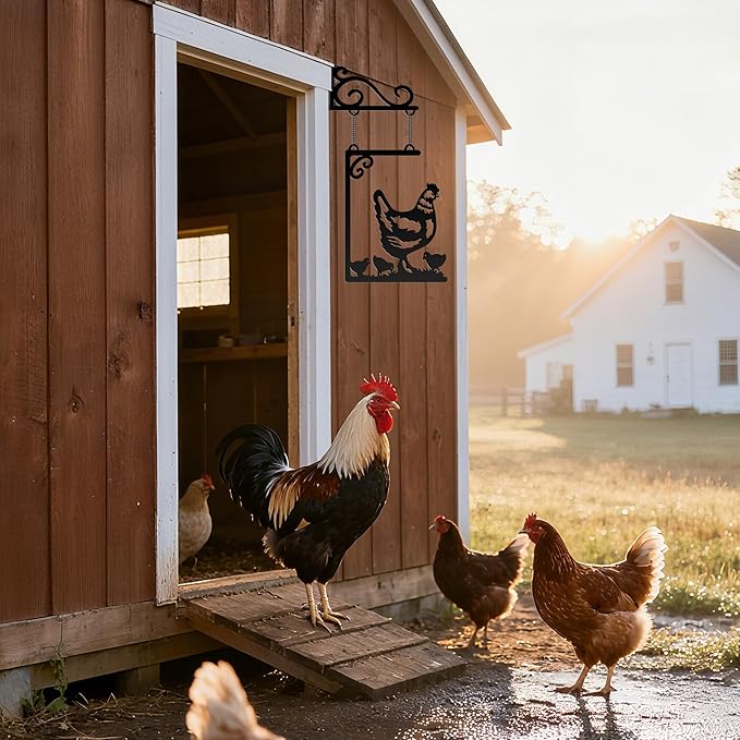 YATEASLU Chicken Decor for Kitchen Wall - Metal Hen and Chicks Hanging Art, Rustproof Outdoor/Indoor Wall Hanging Decor for Farmhouse, Garden, Porch,Chicken Decorations Gifts