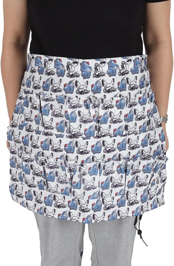 Eggs Collecting Apron for Chicken Hens Duck Goose, Adult Style L with 12 Pockets, Hands Free Egg Gathering Apron for Farm Kitchen Use, Strong Cloth Material for Safe Egg Storage (Style 1)