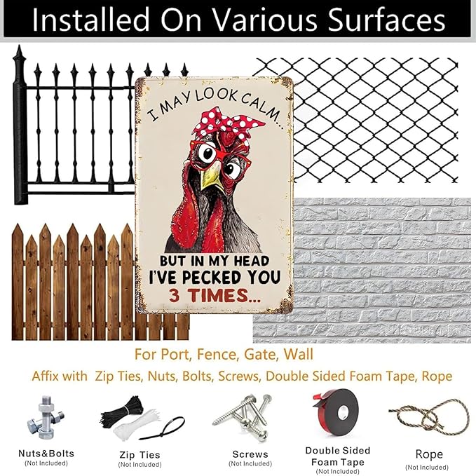 Funny Chicken Decor for Home Chicken Coop Farm Vintage Metal Chicken Signs
