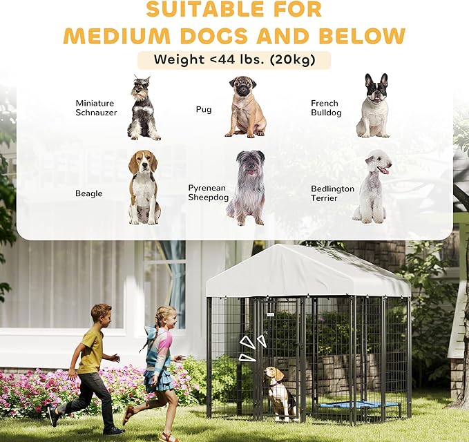 PawHut Outdoor Dog Kennel with Roof, 6' x 4' x 6' Heavy Duty Welded Wire Dog Playpen Enclosure with Escape-Proof Lock, UV-Resistant & Waterproof Cover, for Medium Dogs, Chickens, Ducks, Silver