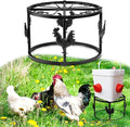 Metal Stand for Chicken Feeder Waterer, Heavy Duty Chicken Water Stand Holder, Iron Chicken Feeder Buckets Barrels Support Rack for Coop Poultry Indoor Outdoor (Black 1pc)