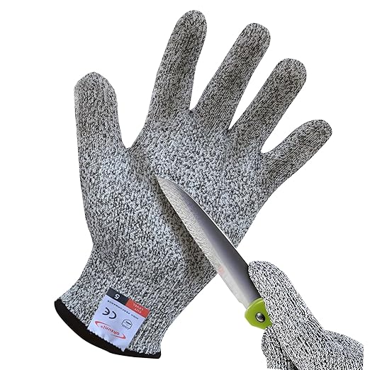Cutting Gloves, 1 Pairs of Cut Resistant Gloves Food Grade, Cut Resistant Gloves for Kitchen, Oyster Shucking, Fish Fillet Processing, Carving Wood and Gardening(Small-Grey)