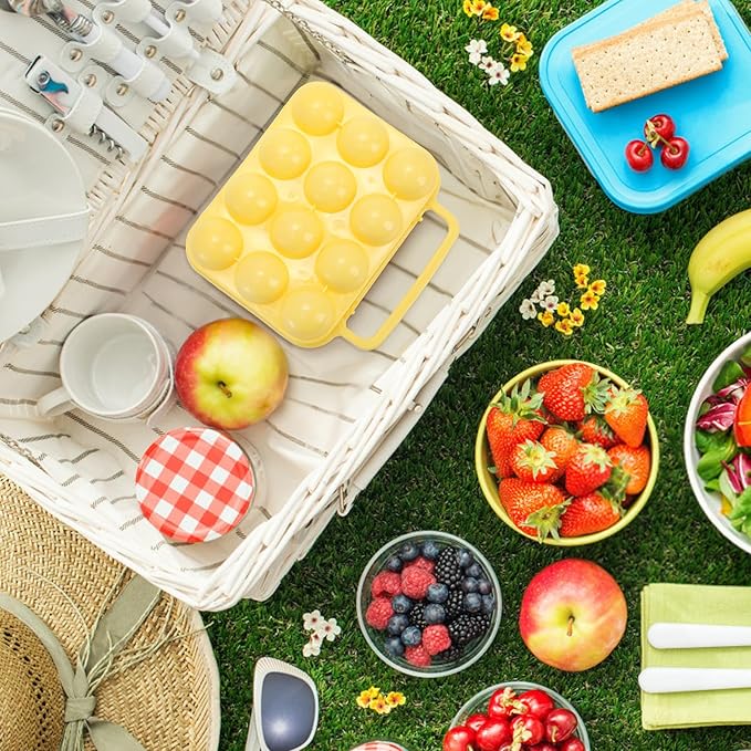 ZEAYEA 3 Pack Eggs Carrier with Handle, 36 Eggs Camping Egg Holder for Organize Eggs and Prevent Eggs from Cracking, Portable Egg Container for Travel, Outdoor Hiking, Picnic