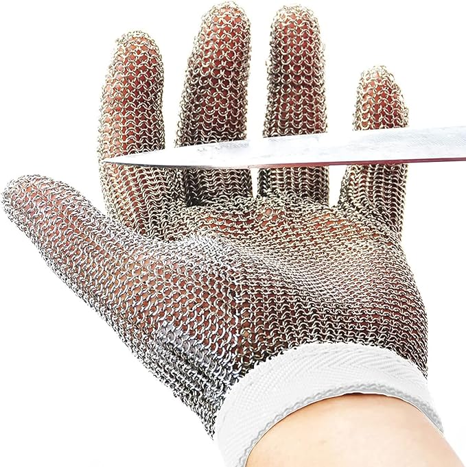 Dowellife Chainmail Glove, Cut Resistant Food Grade, Stainless Steel Mesh Metal Knife Cutting Glove for Butcher, Oyster Shucking Kitchen Mandoline Chef Slicing Fish Fillet (Small)