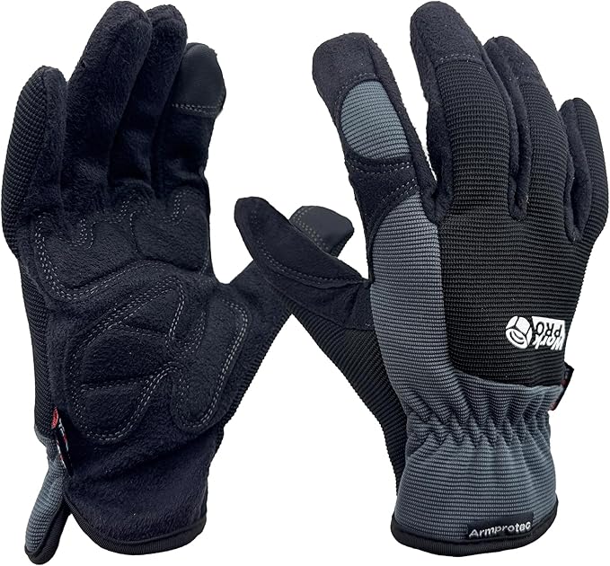 SKYDEER Touch Screen Leather Work Gloves for Women, Impact Protection, Vibration Reduction, Machine Washable Gardening Gloves (SD8821G/XL)