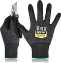 DEX FIT Level 5 Cut Resistant Gloves Cru553, 3D-Comfort Stretchy Fit, Power Grip, Professional Grade, Thin, Touch-Screen Compatible, Durable, Machine Washable; Black Gray M (8) 1 Pair
