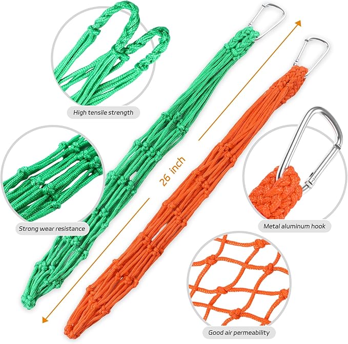3PCS Chicken Vegetable Hanging Feeder, Chicken Vegetable and Fruit String Bag, Chicken Toys for Coop, Chicken Cabbage Feeder, Hanging Chicken Feeder with Hook for Hens Goose Duck (3PCS Green)